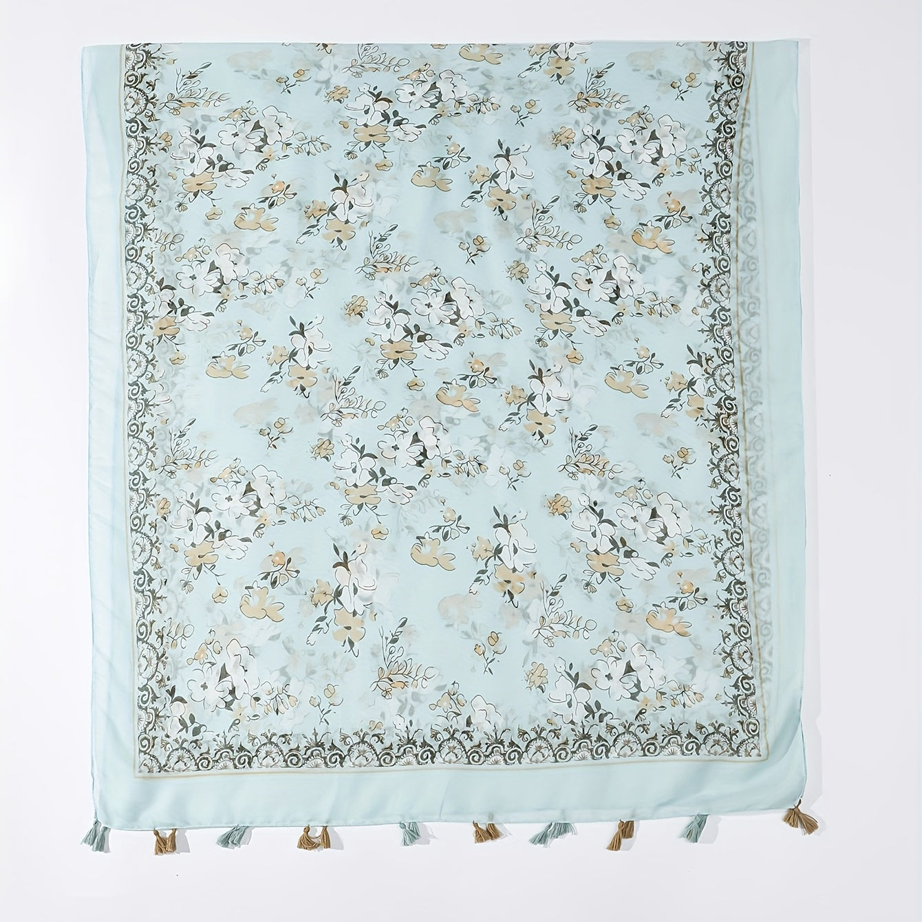 Floral Tassel Scarf Print Breathable Shawl Casual Windproof Headwrap