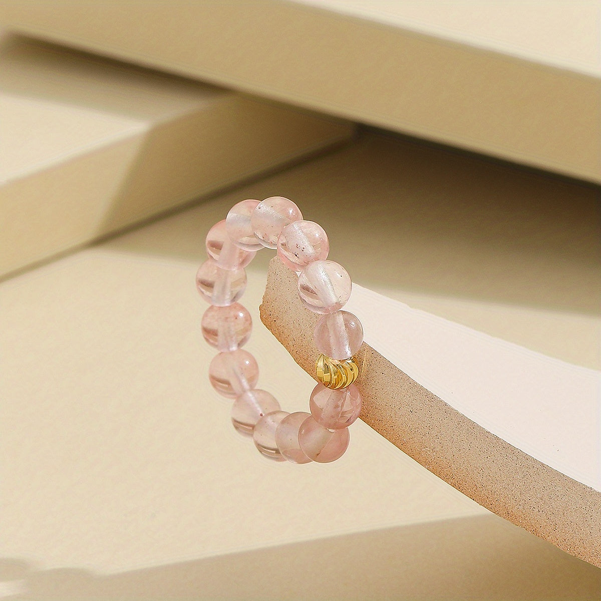Natural Bead Ring 18k Plated Waterish Stacking Jewelry