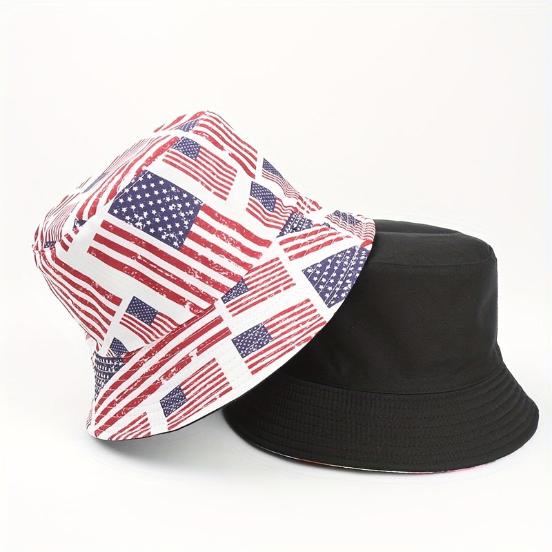 Printed Reversible Bucket Hat Hip Hop Red Cotton Sunscreen Basin Hat