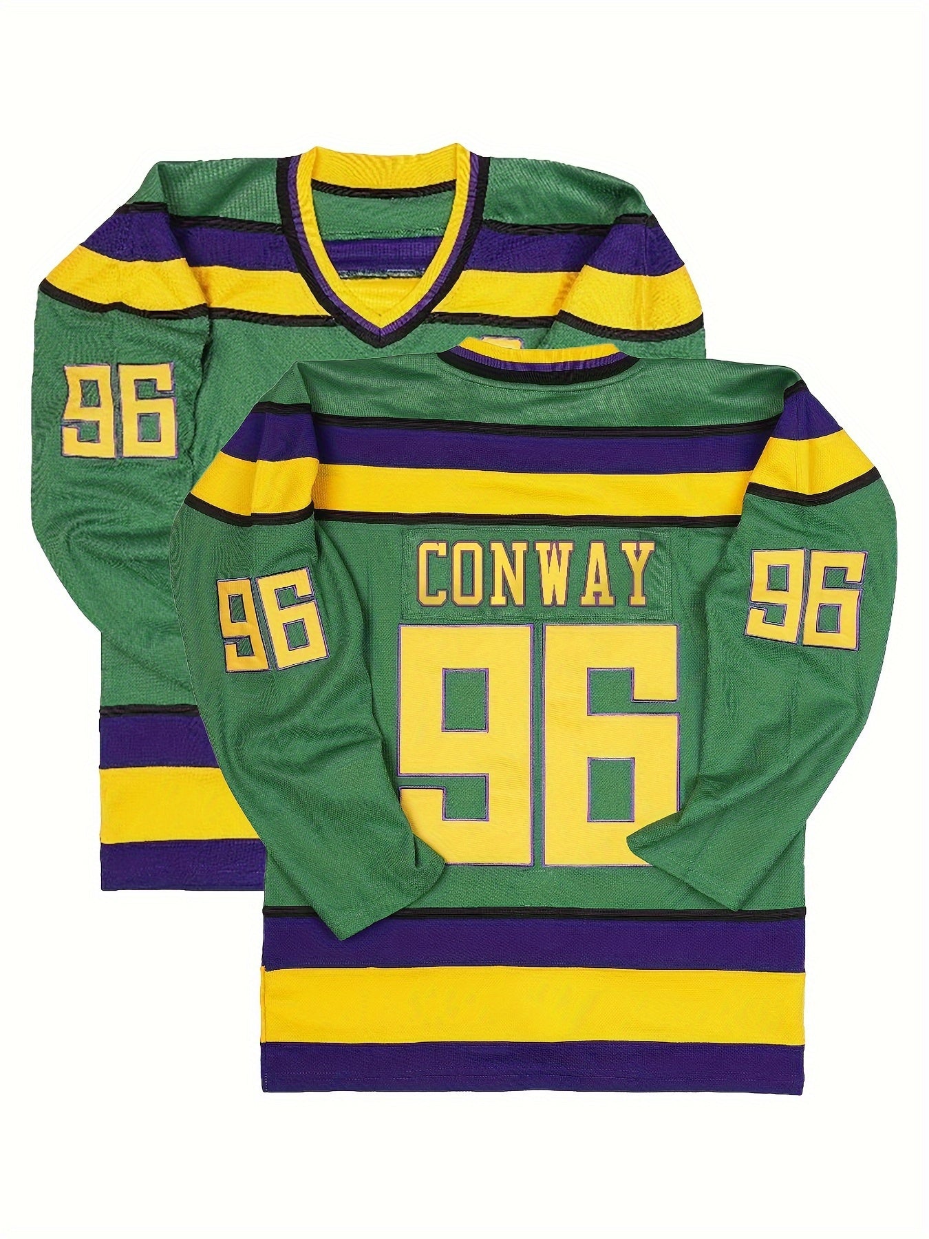 Men's Long Sleeve Ice Hockey Jersey 96 Green Retro Classic Embroidery Stitched
