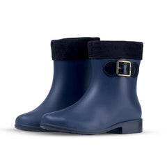 Women's Plush Lined Short Rain Boots Anti slip Waterproof Shoes