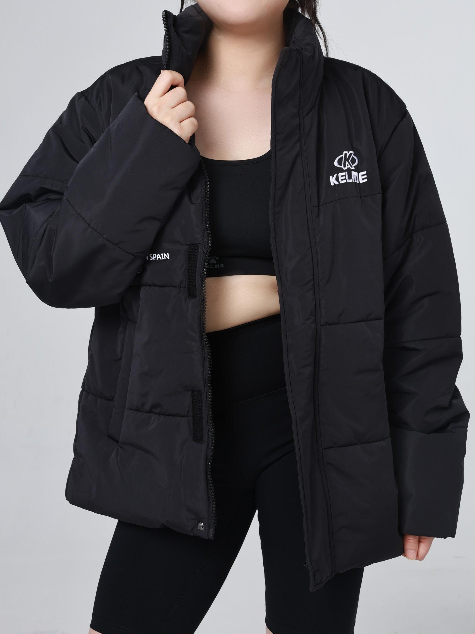 Women's Letter Print Puffer Jacket Windproof Down Winter Coat