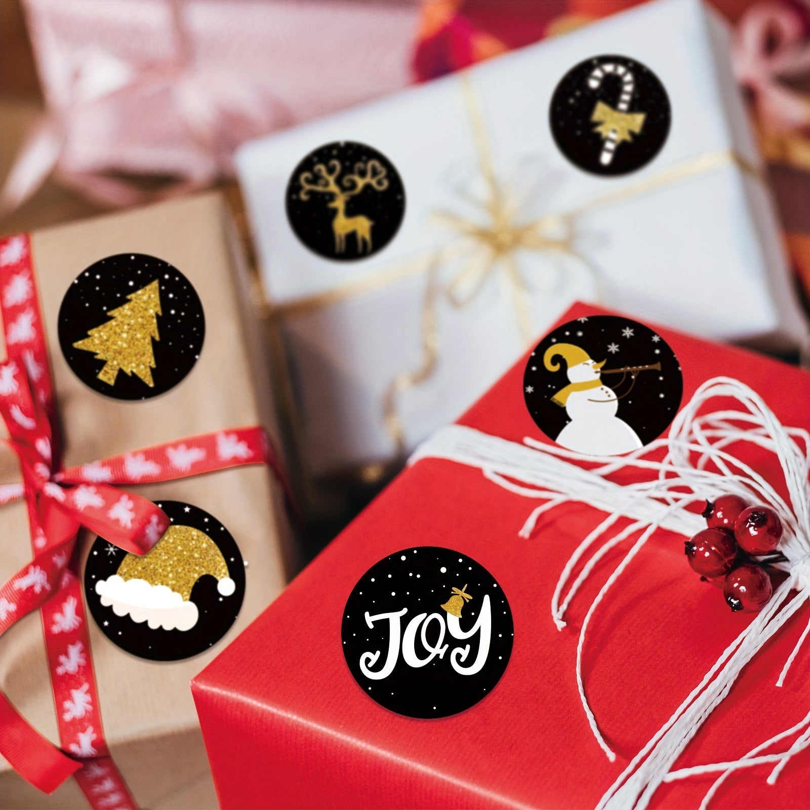 500pcs Christmas Round Stickers Gift Envelope Sealing Stickers Navidad Box Seal