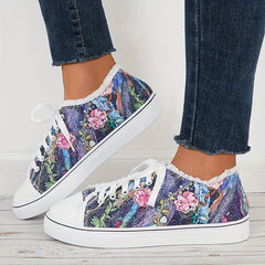 Women's Colorful Sequin Flat Shoes Lightweight Comfortable Lace Up Sports Shoes