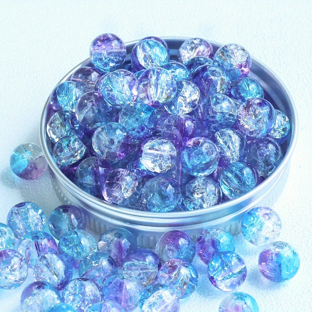 50pcs Crystal Glass Gradient Crack Beads for DIY Jewelry Making