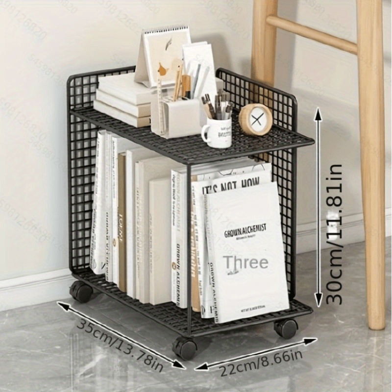 Floor Book Storage Rack With Movable Bookshelf