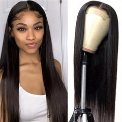 150 Density Straight Human Hair Wig with HD Transparent Lace Front Closure