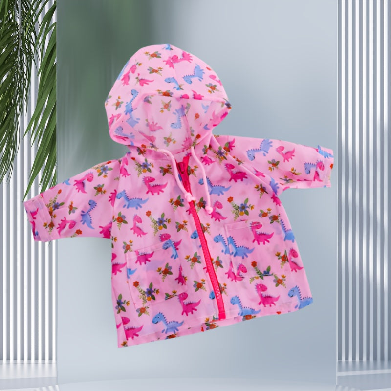 Bright Pink Dinosaur & Red Unicorn Doll Jacket with Zipper Closure