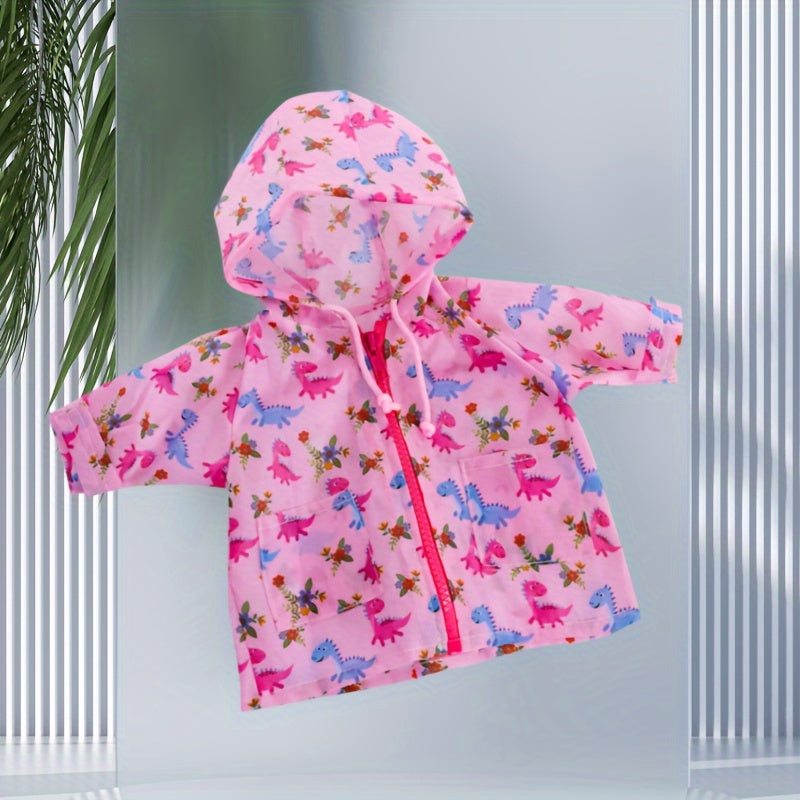 Bright Pink Dinosaur & Red Unicorn Doll Jacket with Zipper Closure