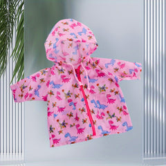 Bright Pink Dinosaur & Red Unicorn Doll Jacket with Zipper Closure
