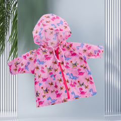 Bright Pink Dinosaur & Red Unicorn Doll Jacket with Zipper Closure