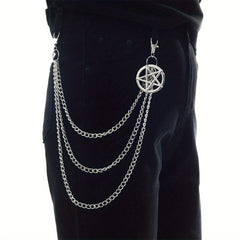 Pentagram Keychain Punk Biker Chain Gothic Rock Accessory