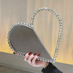 Heart Shape Evening Bag Clutch Purse Wedding Handbag for Party