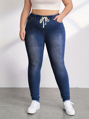  Drawstring Skinny Jeans with Pockets