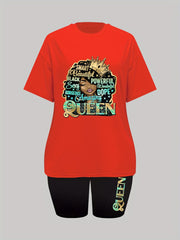 Letter Print Lounge Set Top & Shorts Women's Loungewear