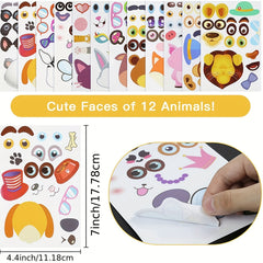 36 Sheets DIY Puzzle Stickers Animals Faces Jigsaw Educational Toys Kids