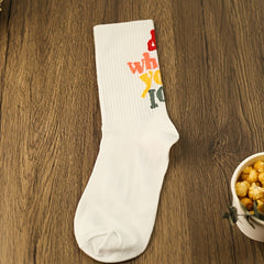 3 Pairs Letter Print Socks Comfy & Mid Tube Women's Stockings