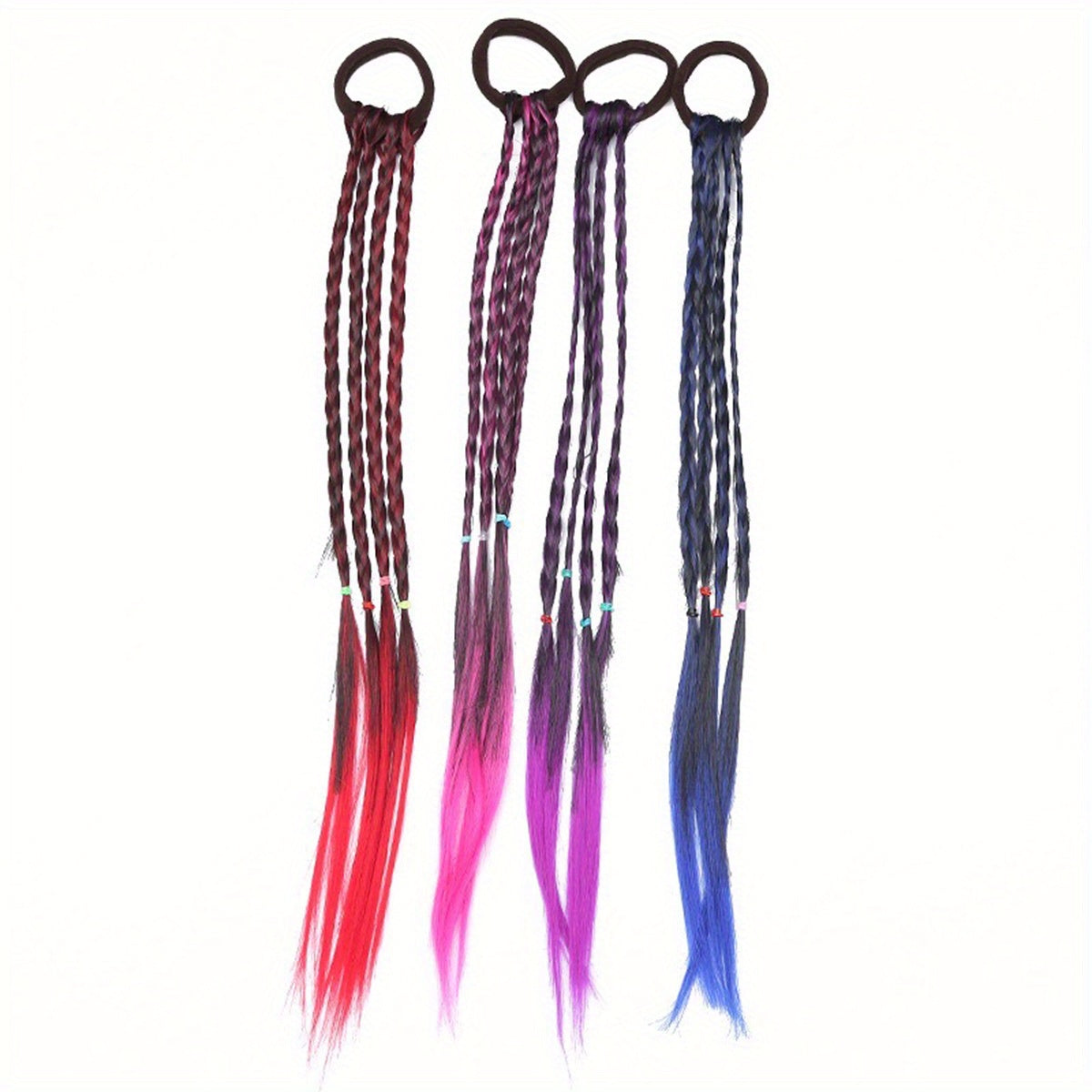 3pcs 4pcs Gradient Braid Wigs With Hair Ties - Hair Accessories for Girls