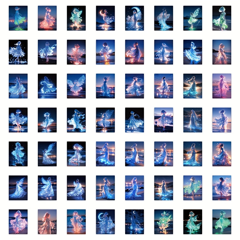 63pcs Seashore Dancer Vinyl Stickers for Scrapbooks Laptops Water Bo