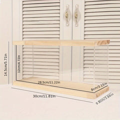 1pc Solid Wood & Acrylic Display Box Clear Dustproof Model Organizer