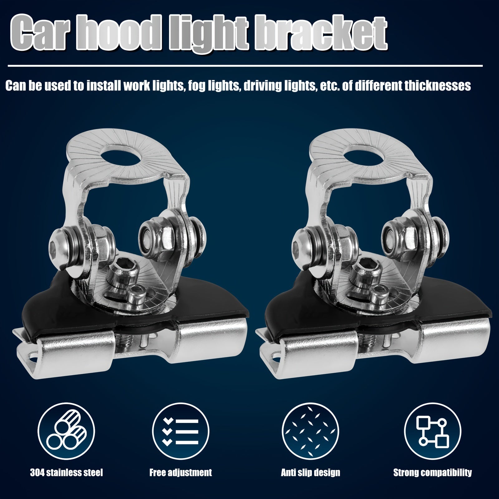 2pcs LED Light Bar Mounting Bracket Universal Adjustable Stainless Steel Holder