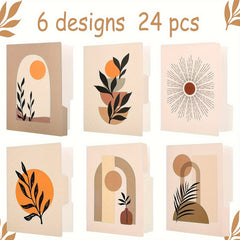 24pcs Decorative File Folders Letter Size 1/3 Cut Tab Office Supplies Organizer