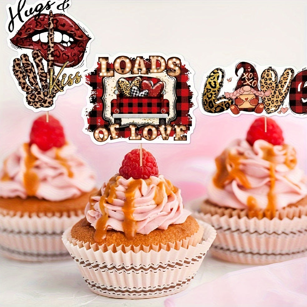 12pcs Wedding Party Cupcake Toppers With Sticks