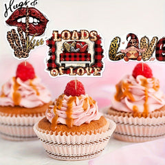 12pcs Wedding Party Cupcake Toppers With Sticks