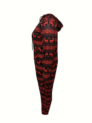  Christmas Lounge Jumpsuit Women's Plus Elk Striped Pajamas