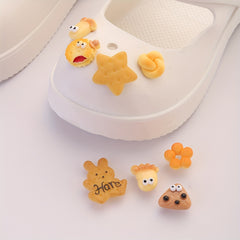 8pcs Rabbit Cookies Shoe Charm Star Bread Clogs Accessories