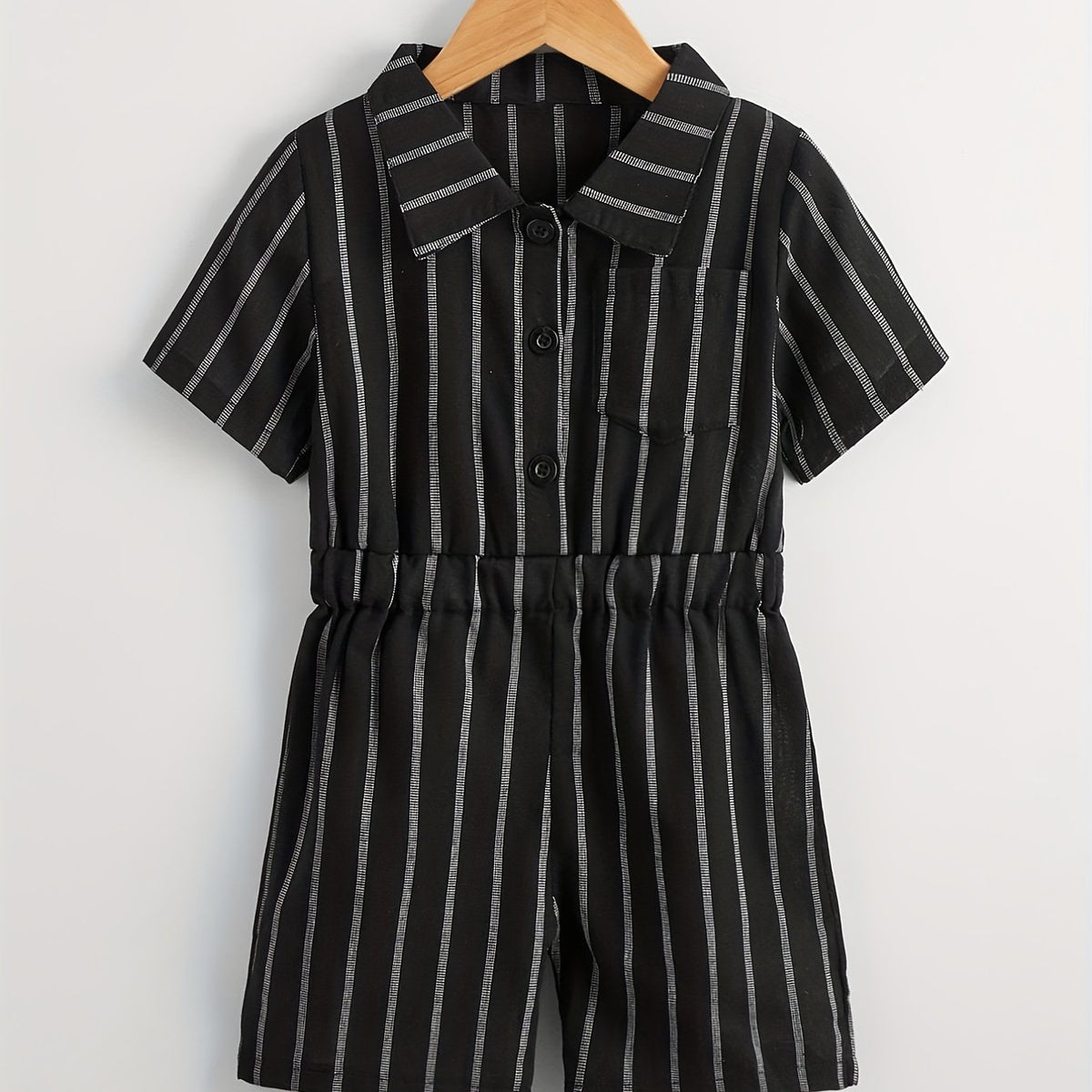 Kids Stripes Short Sleeve Romper Jumpsuit
