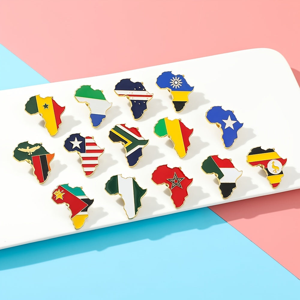 African Map Enamel Brooch