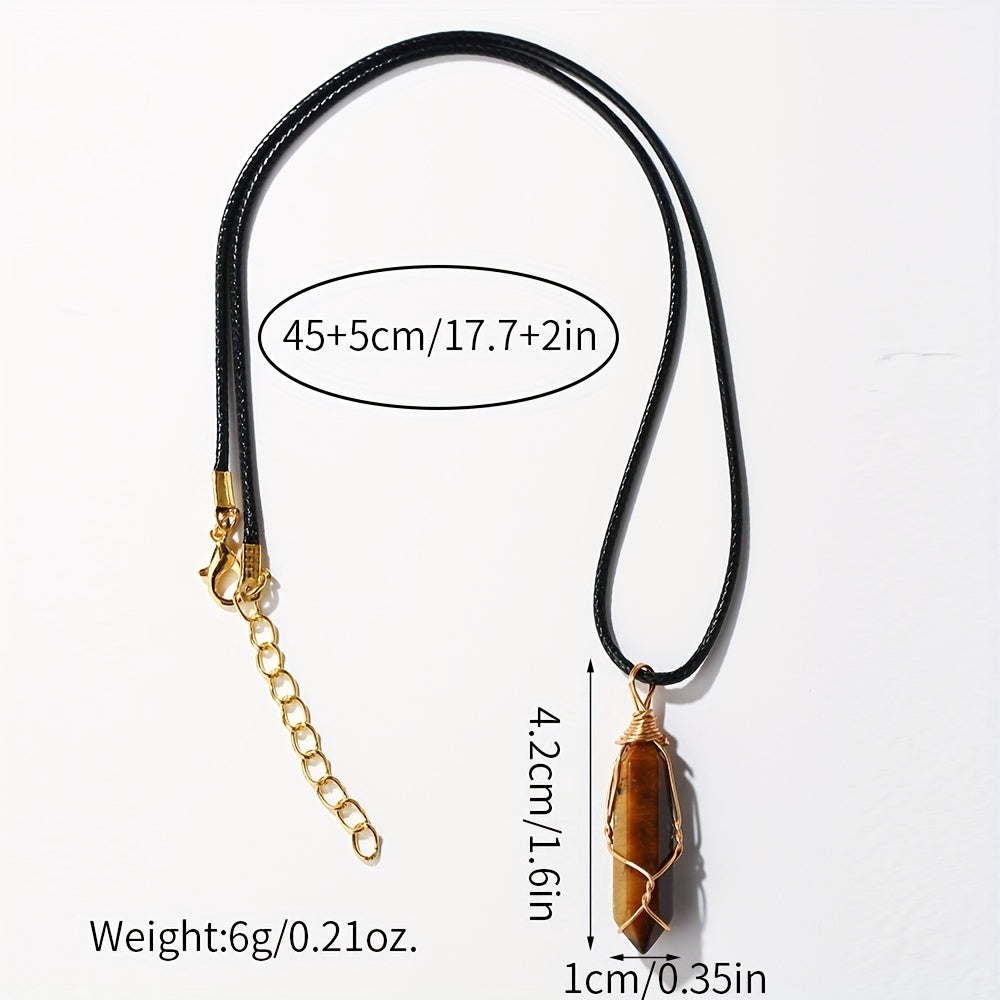 12 Colors Hexagon Pendant Necklace Crystal Lucky Stone Graduation Gift