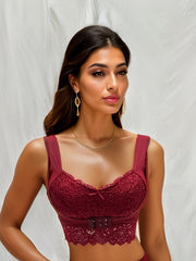 Lace Decor Sports Bra No Steel Ring Anti sagging