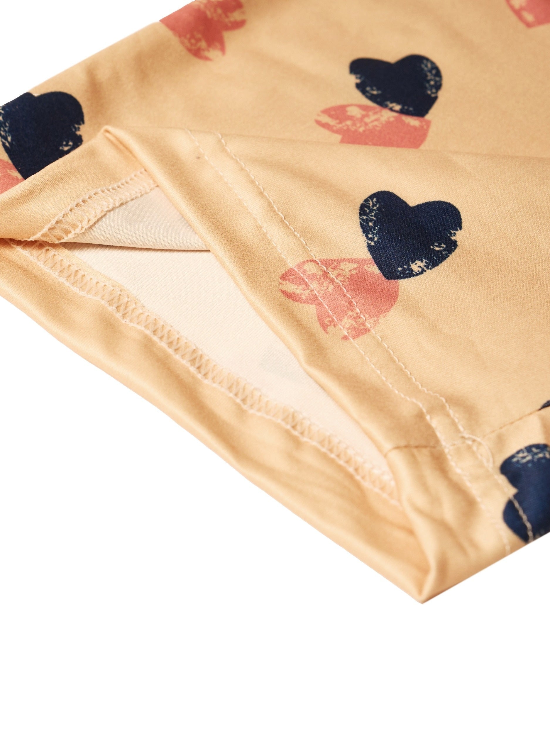  Heart Print Elastic Waist Loungewear Pants