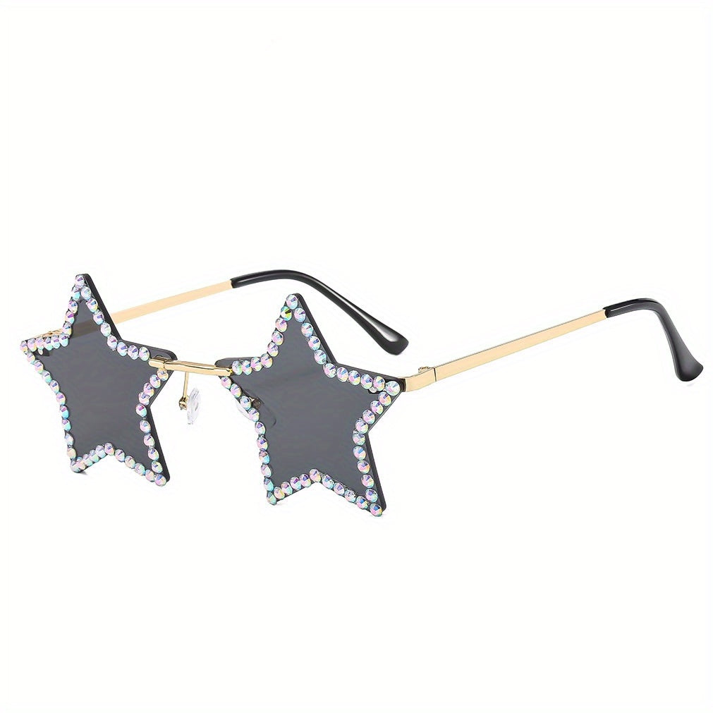 Rhinestone Star Sunglasses Y2K Punk Candy Funny Party Club Decorative Glasses
