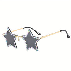 Rhinestone Star Sunglasses Y2K Punk Candy Funny Party Club Decorative Glasses