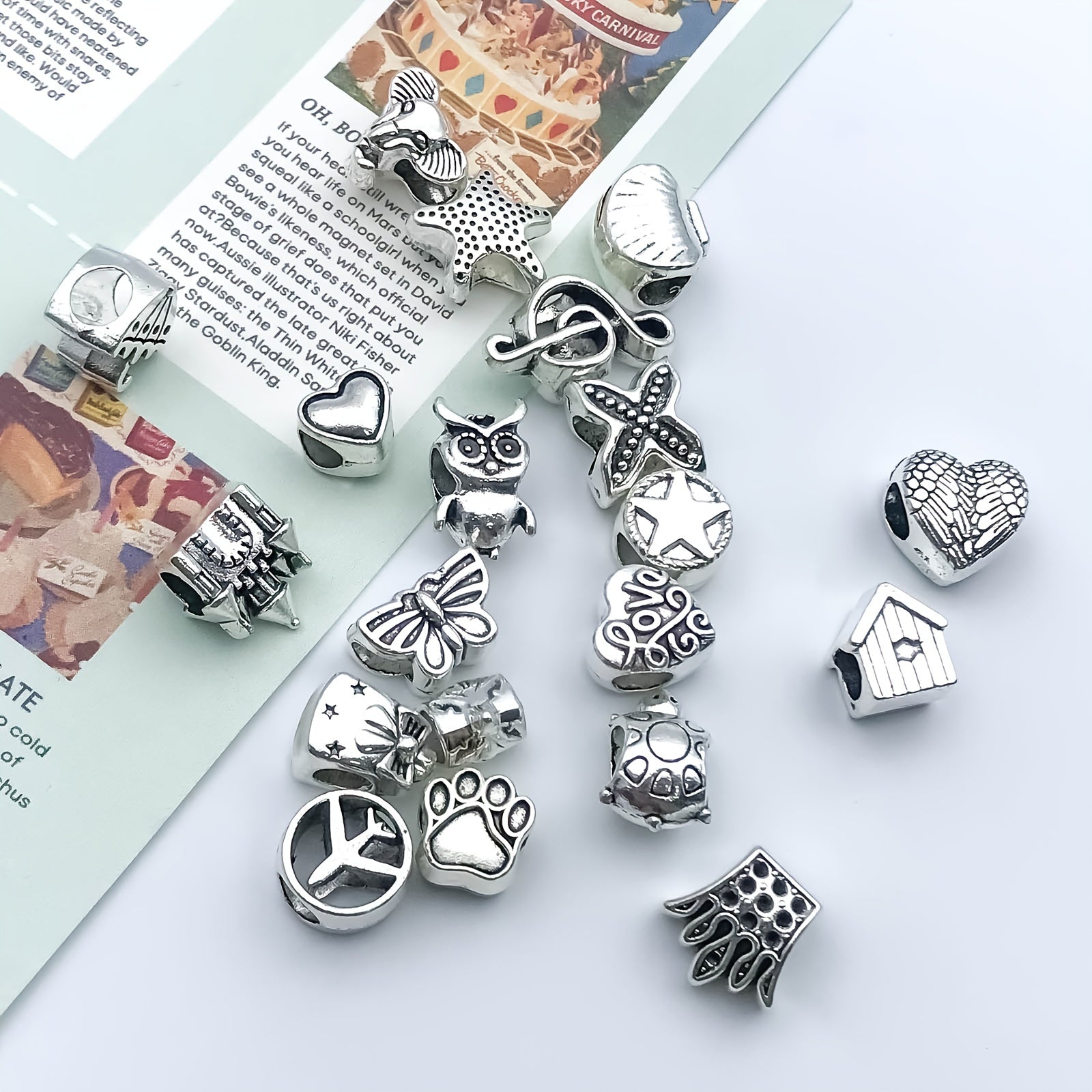20pcs Mixed Metal Connectors Spacer Beads Tube Charms DIY Jewelry Making
