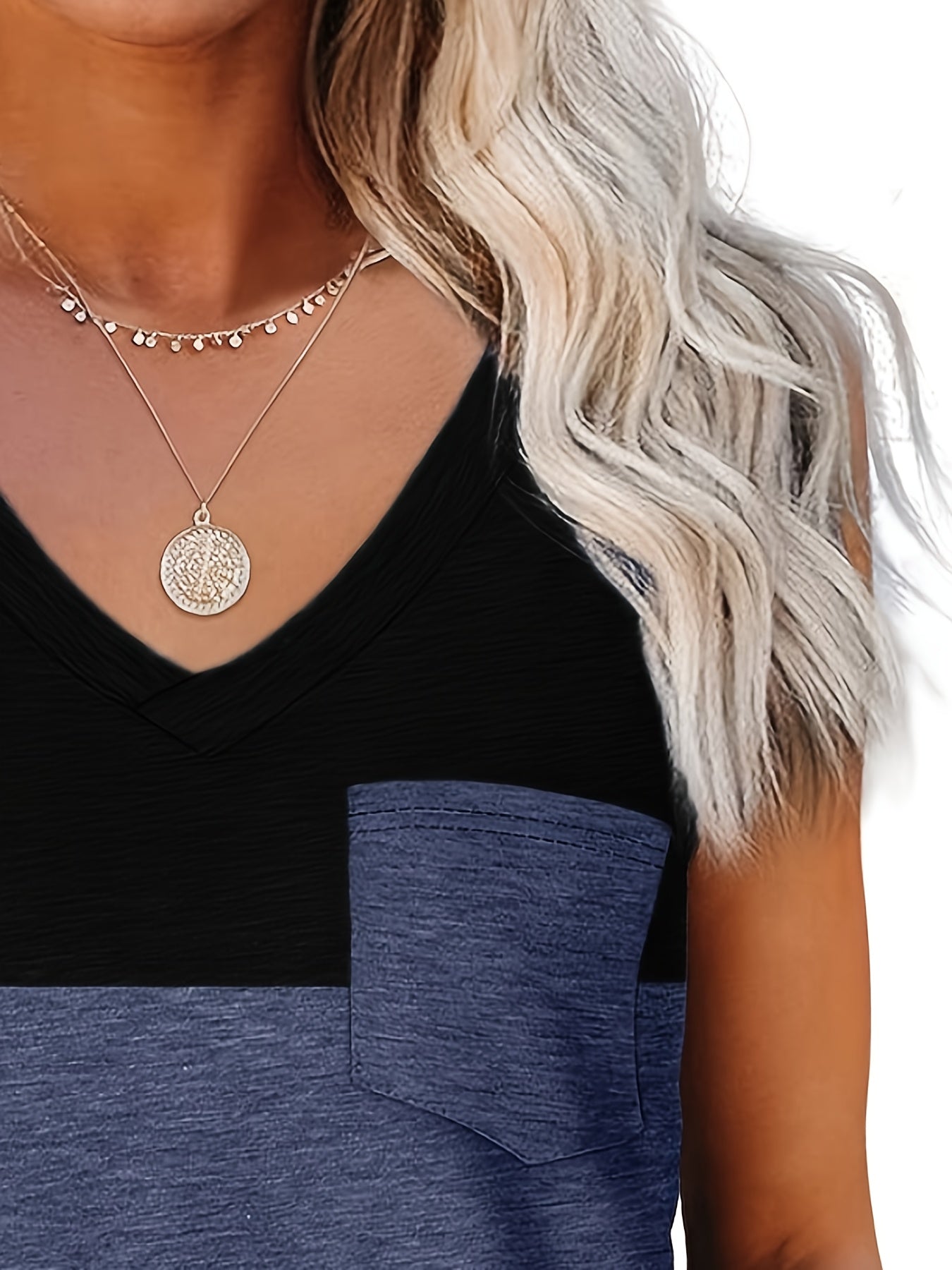 Loose Block Tank Top V Neck Casual Summer & Spring Women's Top