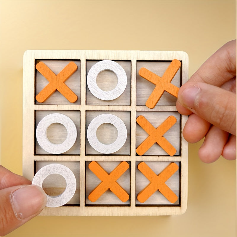 Colorful Wooden Tic Tac Toe Game for Two Players