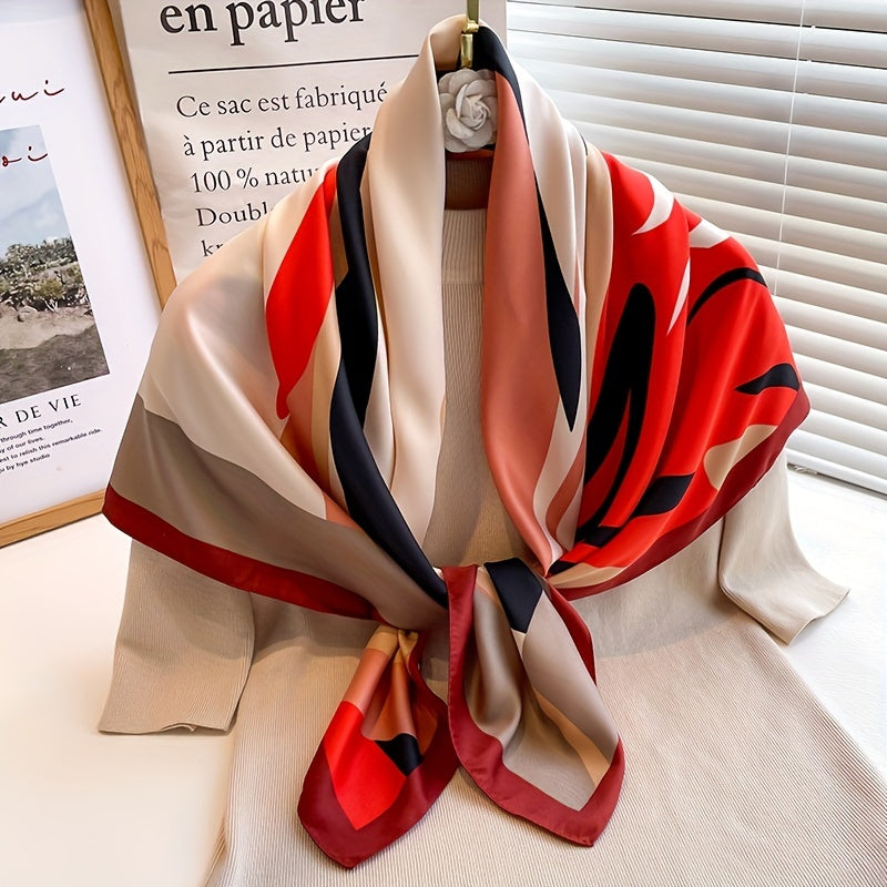 Wavy Block Shawl Large Square Scarf Outdoor Windproof Headwrap