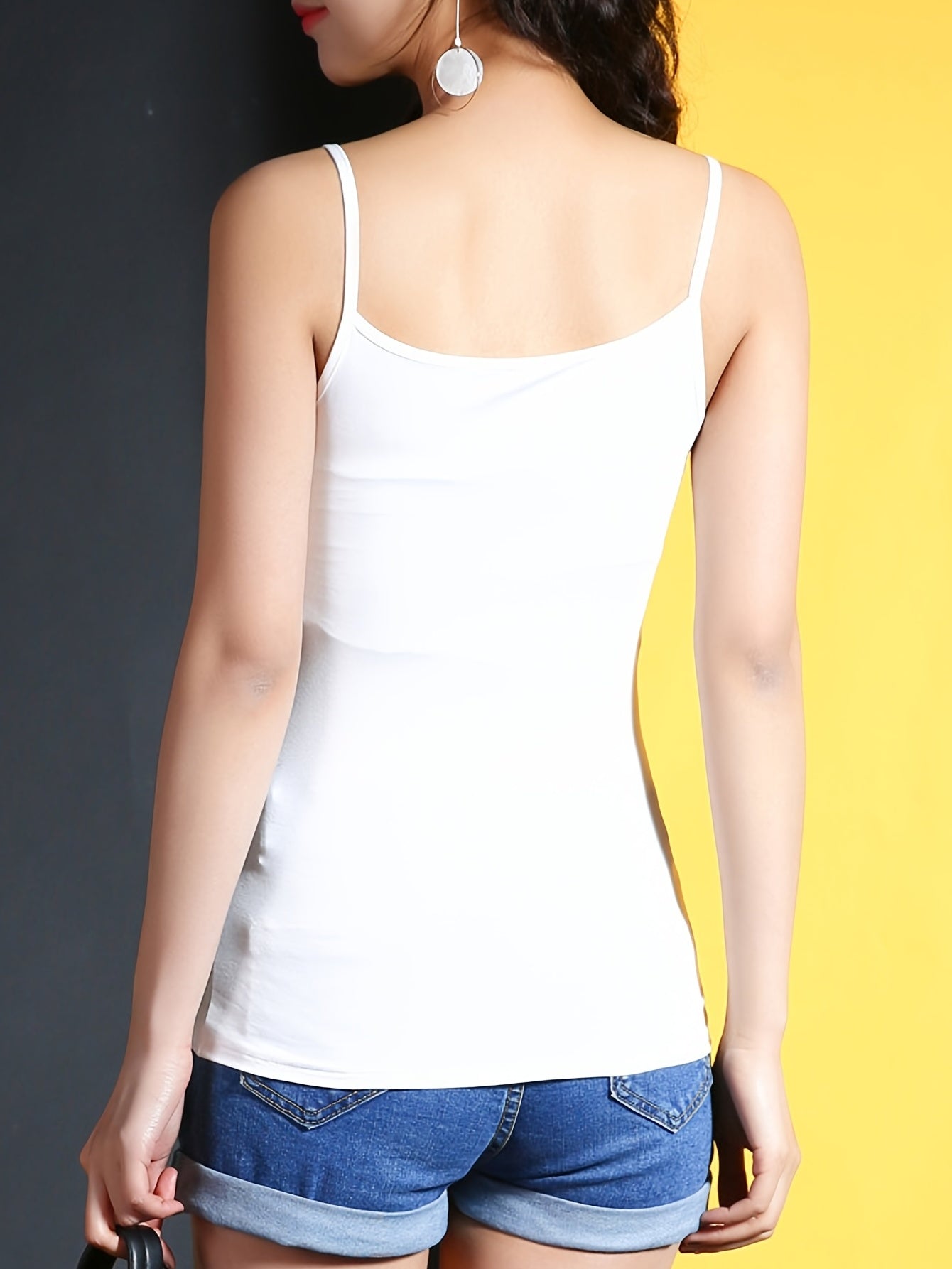 2pcs Solid Cami Tops Sleeveless Crew Neck Lingerie Underwear