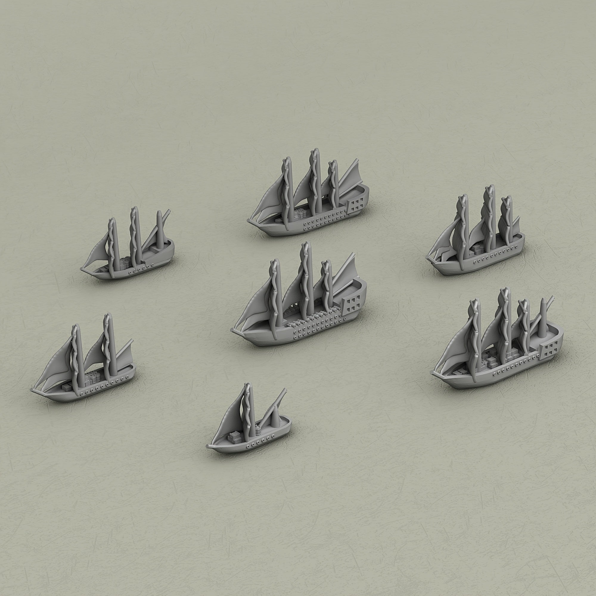 Merchants & Marauders Ships Miniatures in ABS Resin for Tabletop RPGs