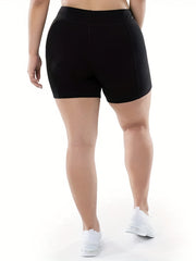 Sporty Shorts Women's Plus Elastic High Rise Stretch Shorts