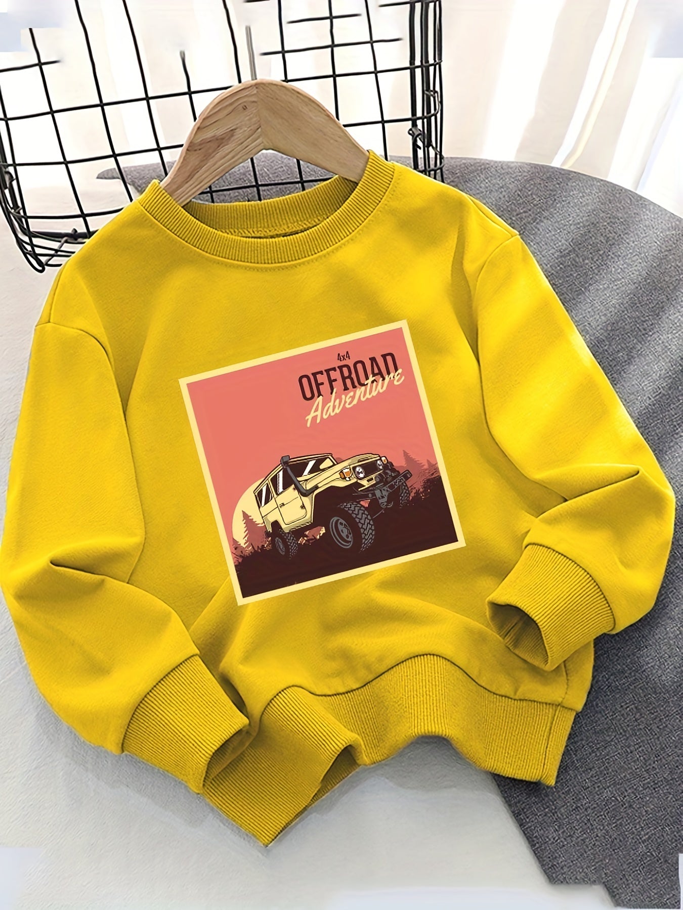 Sunset Off-road Car Print Boys Sweatshirt