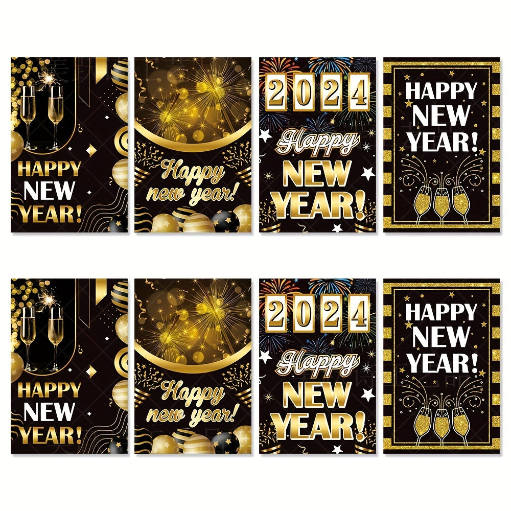 8pcs Happy Year Bottle Sticker Party Decoration