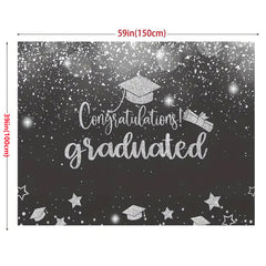 Silver Glitter Graduation Party Backdrop Photo Booth Prop