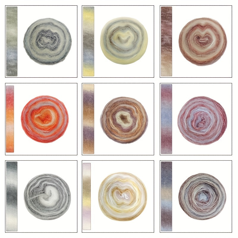 Gradient Spray Wool Thick Thread for Scarves Hats Clothing
