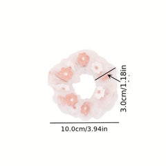 Flower Embroidery Scrunchie Hair Tie Organza Hair Rope Large Accessories