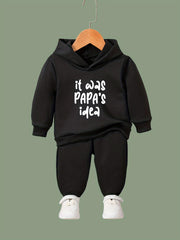 Papa's Idea Pattern Hoodie & Sweatpants Set